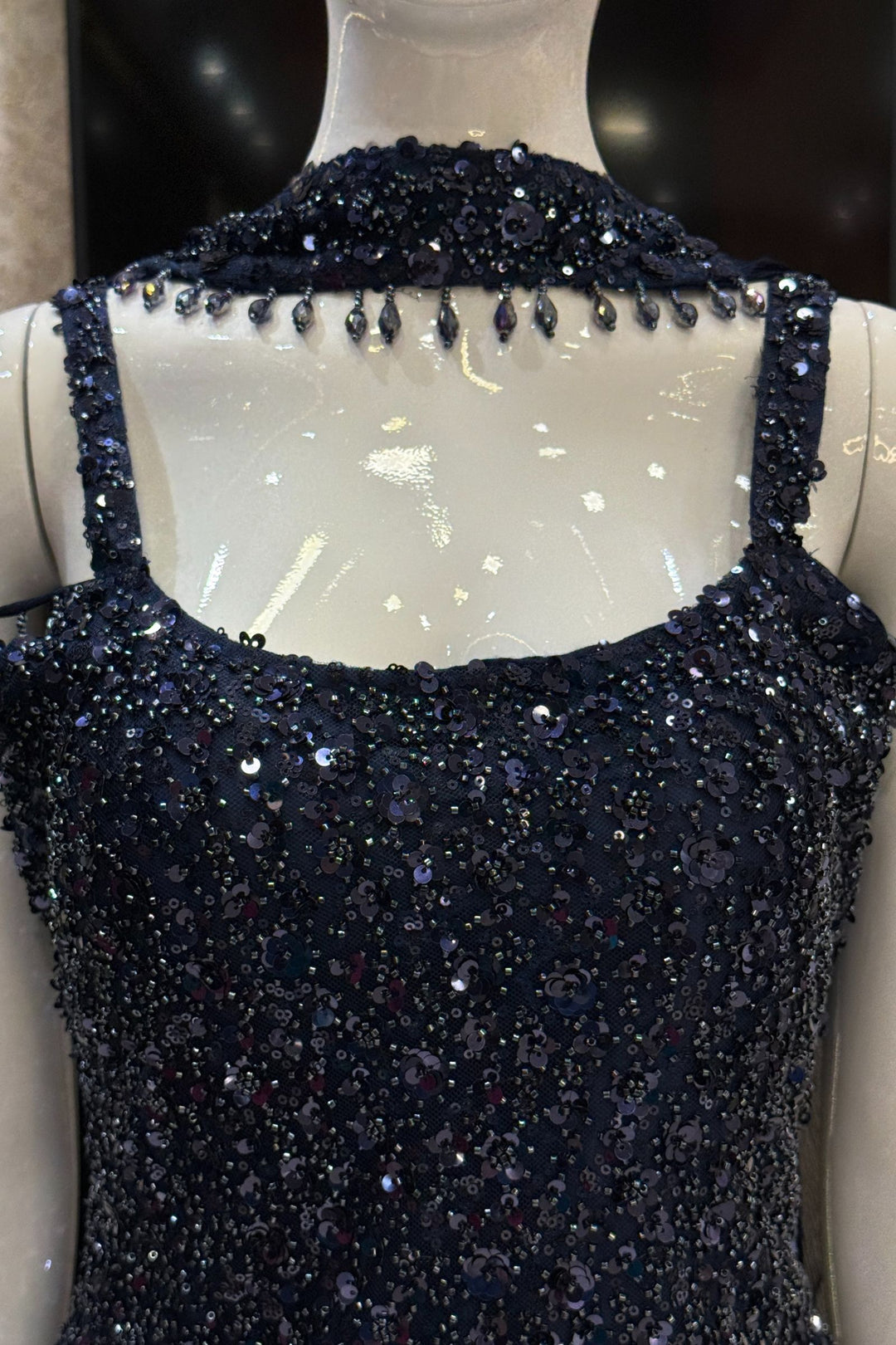 Navy Blue Beads and Sequins work Palazzo Salwar Suit