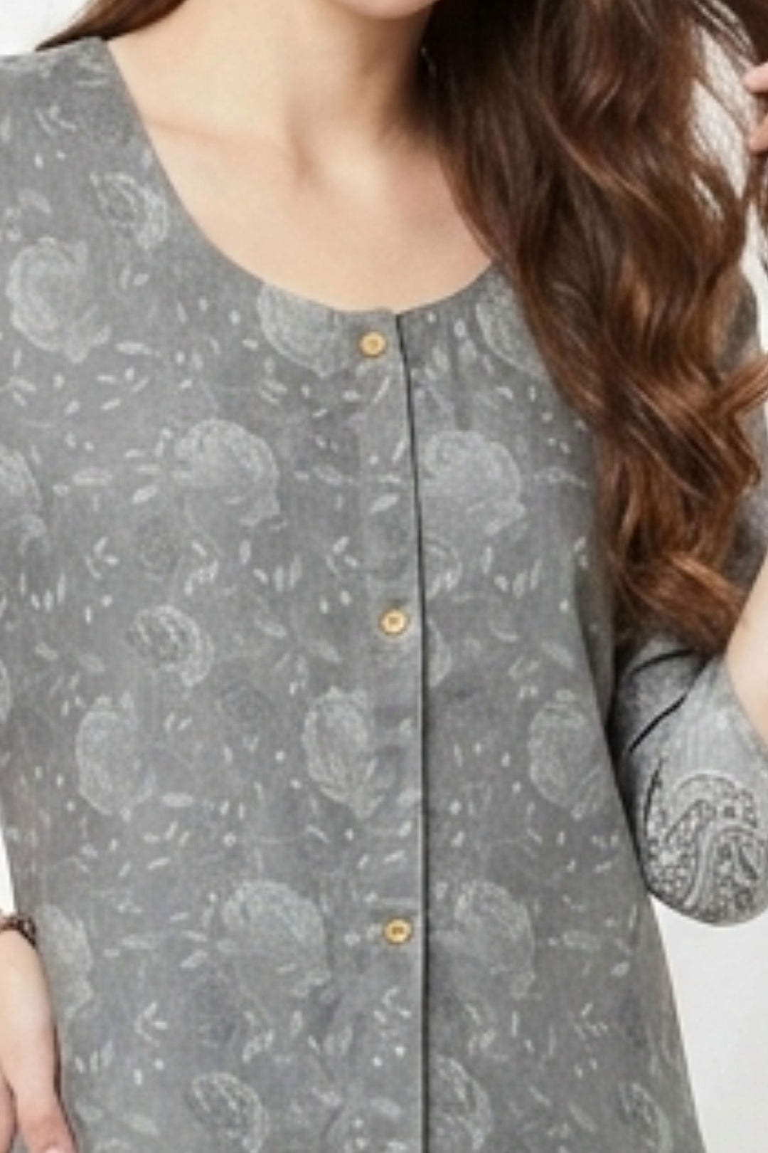 Grey Digital Print Short Kurti