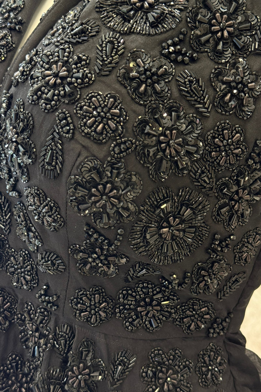 Black Beads and Sequins work Jacket Styled Lehenga