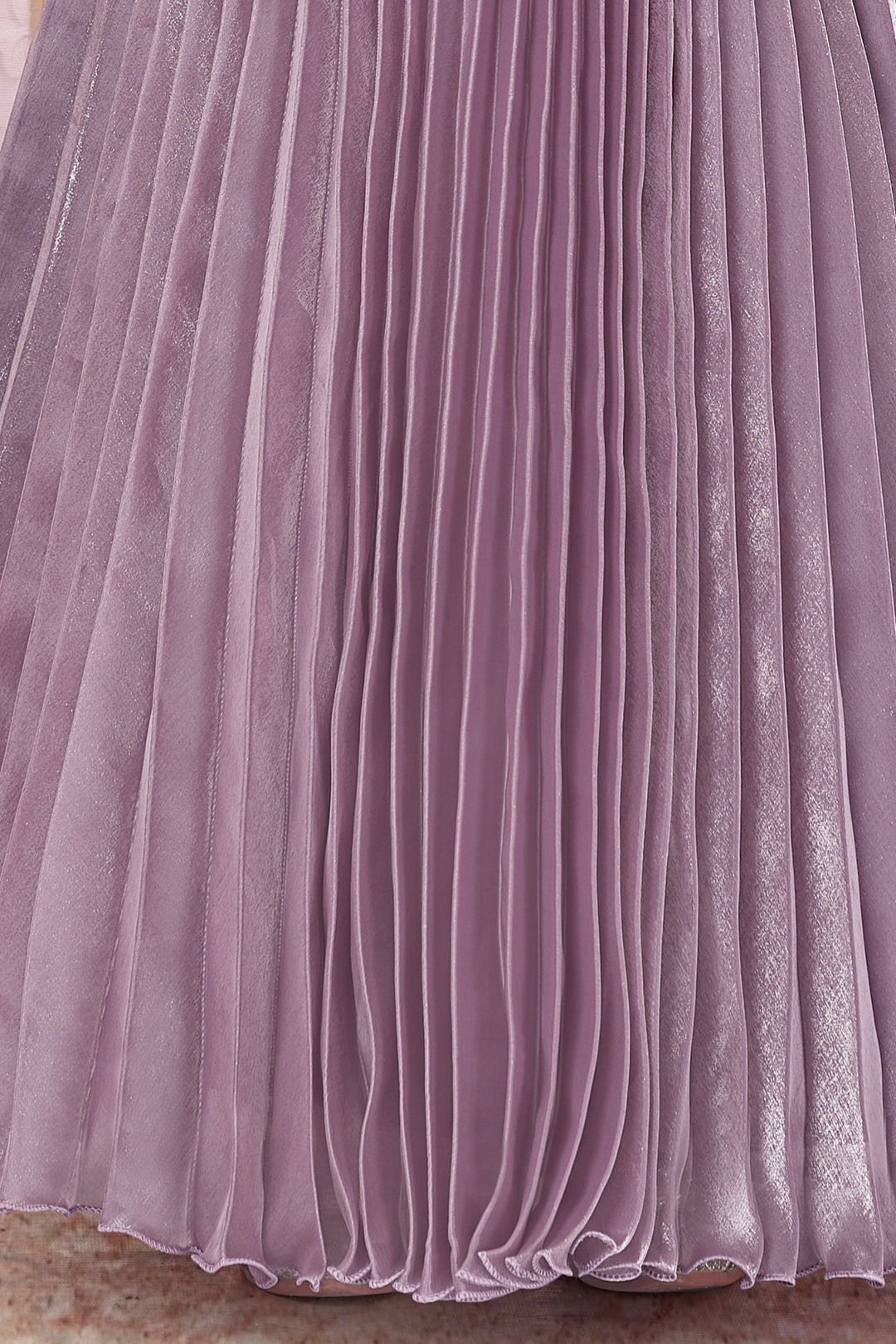 Lavender Mirror, Stone, Beads and Zari work Lehenga Choli for Girls