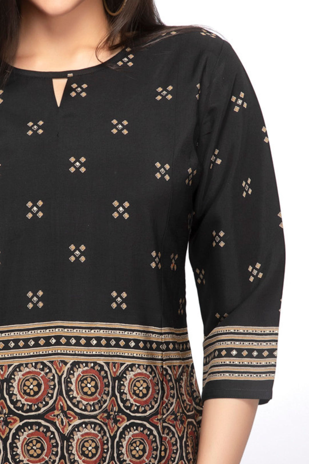 Black with Digital Print Short Kurti