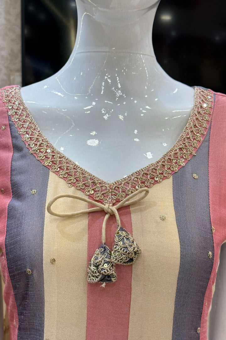 Multicolor Sequins and Zari Thread work Anarkali Style Salwar