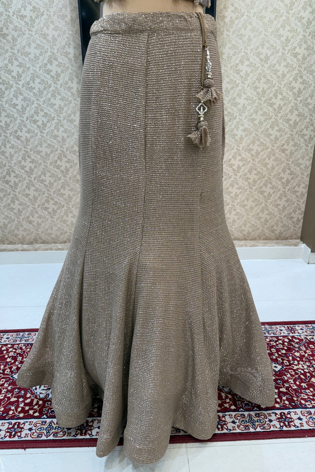 Brown Sequins and Beads work Mermaid Cut Lehenga Set