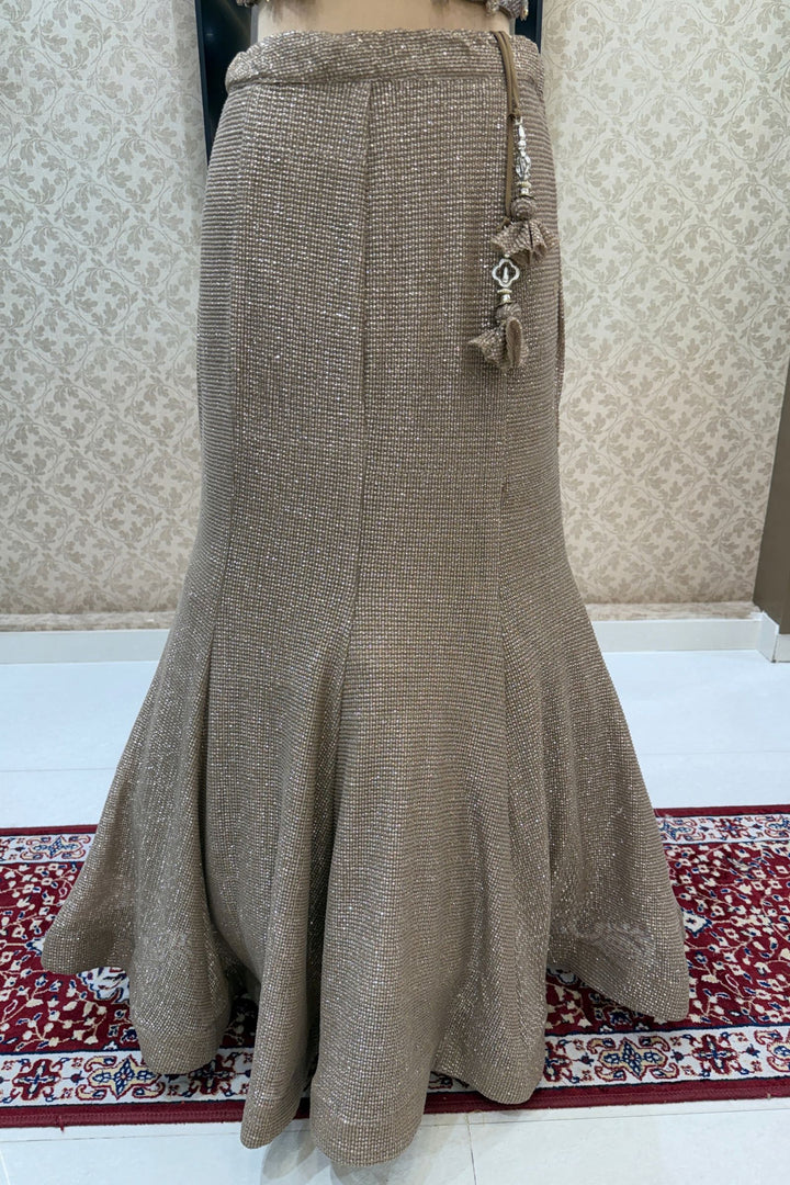 Brown Sequins and Beads work Mermaid Cut Lehenga Set