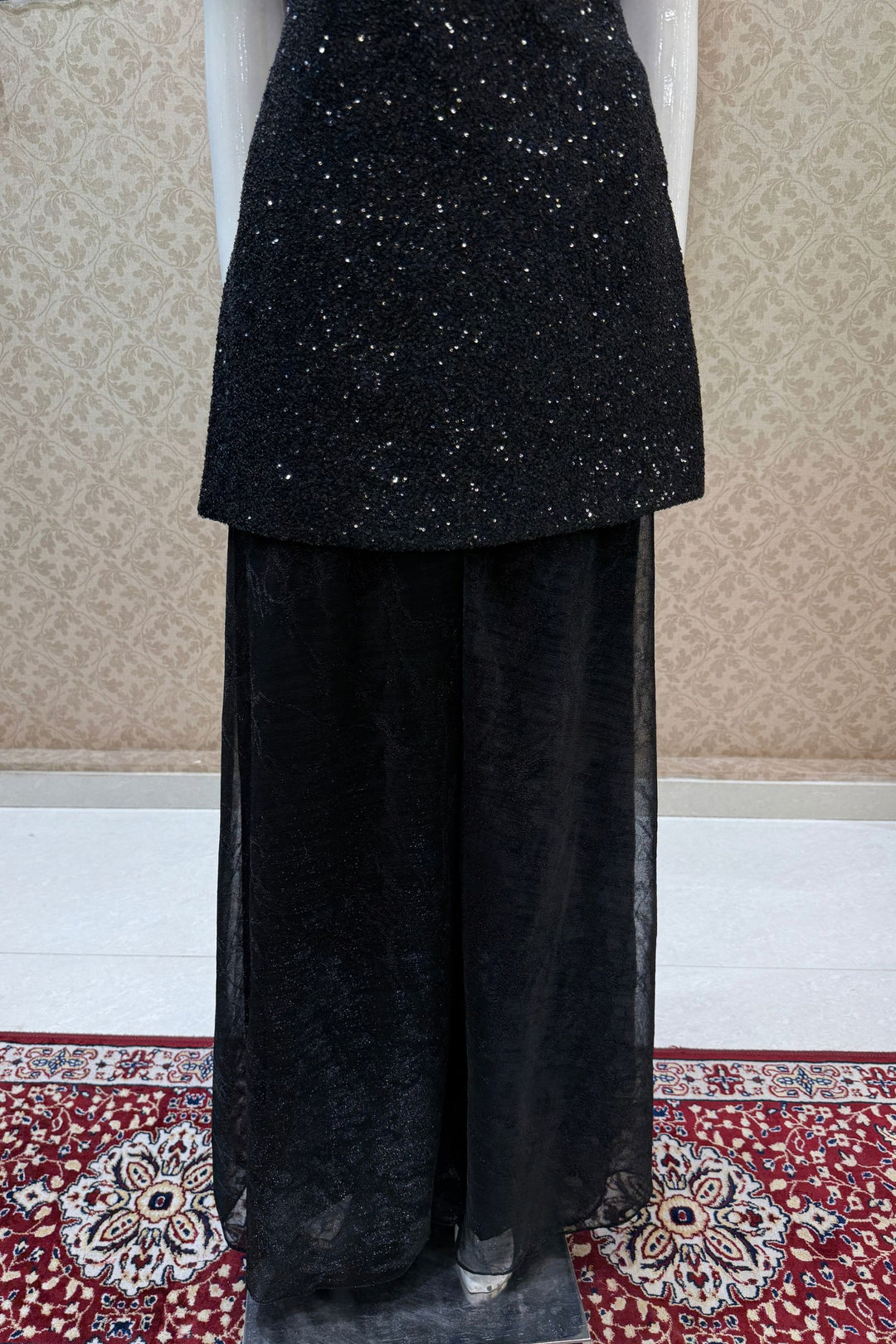Black Sequins and Stone work Palazzo Salwar Suit