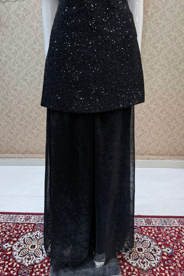 Black Sequins and Stone work Palazzo Salwar Suit