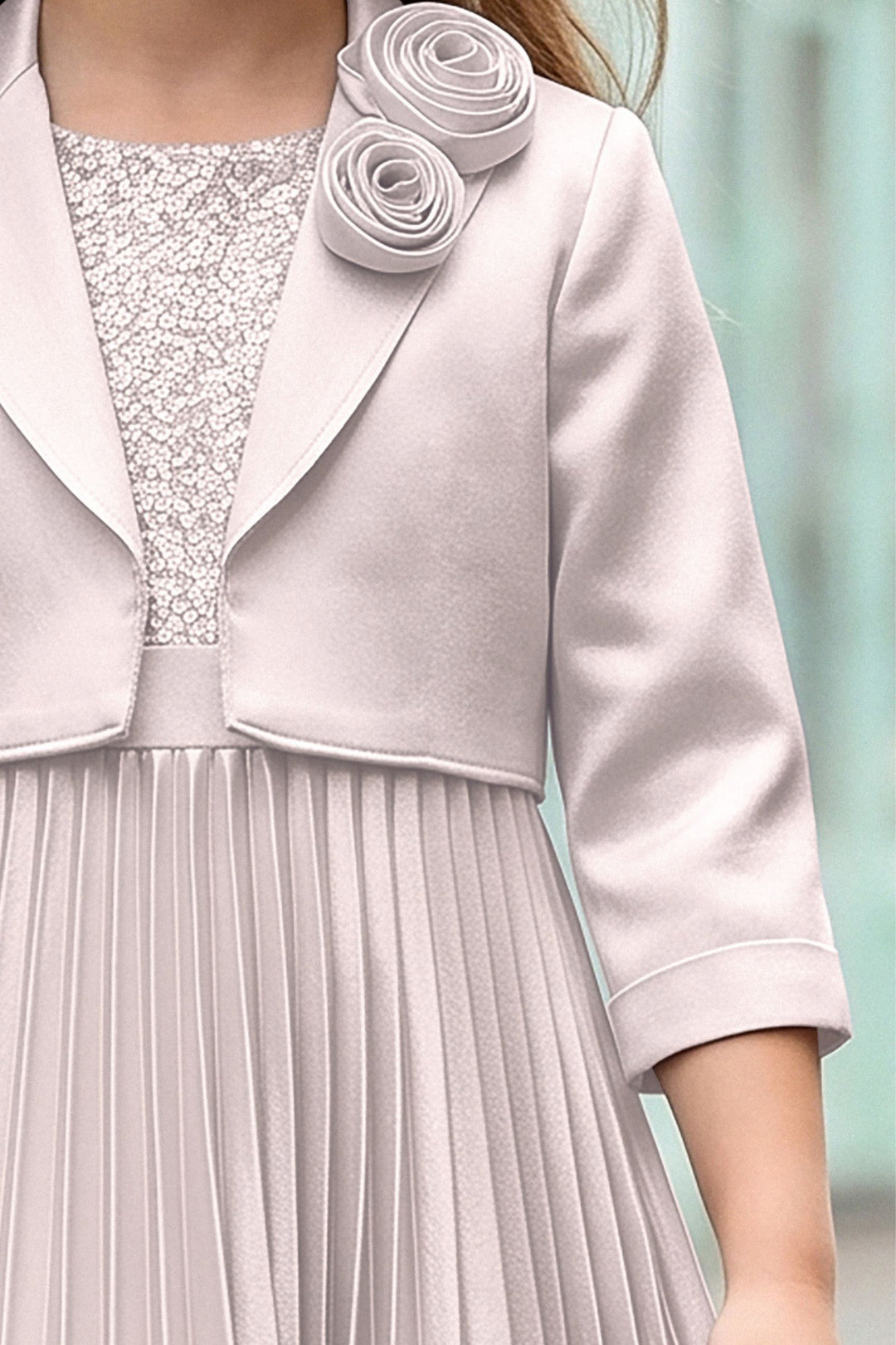 Silver Grey Sequins work Styled Short Frock For Girls