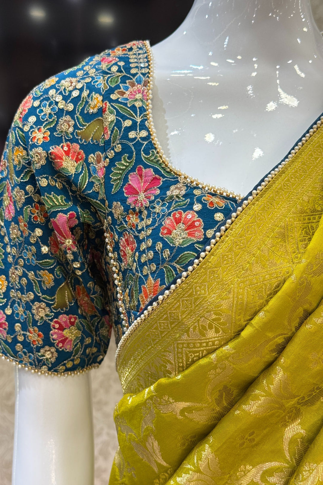 Liril Green Banaras work Saree