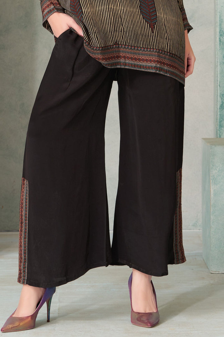 Black with Digital Print Palazzo Salwar Suit