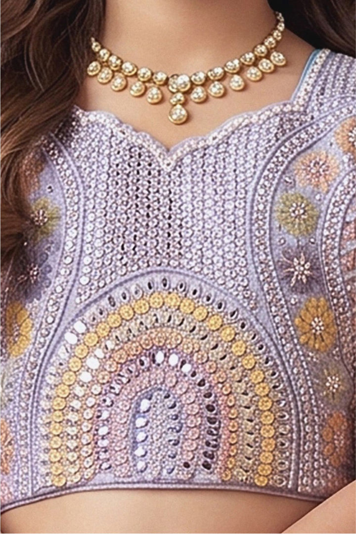 Pink with Violet Girls Lehenga Choli with Sequins, Beads and Zari work