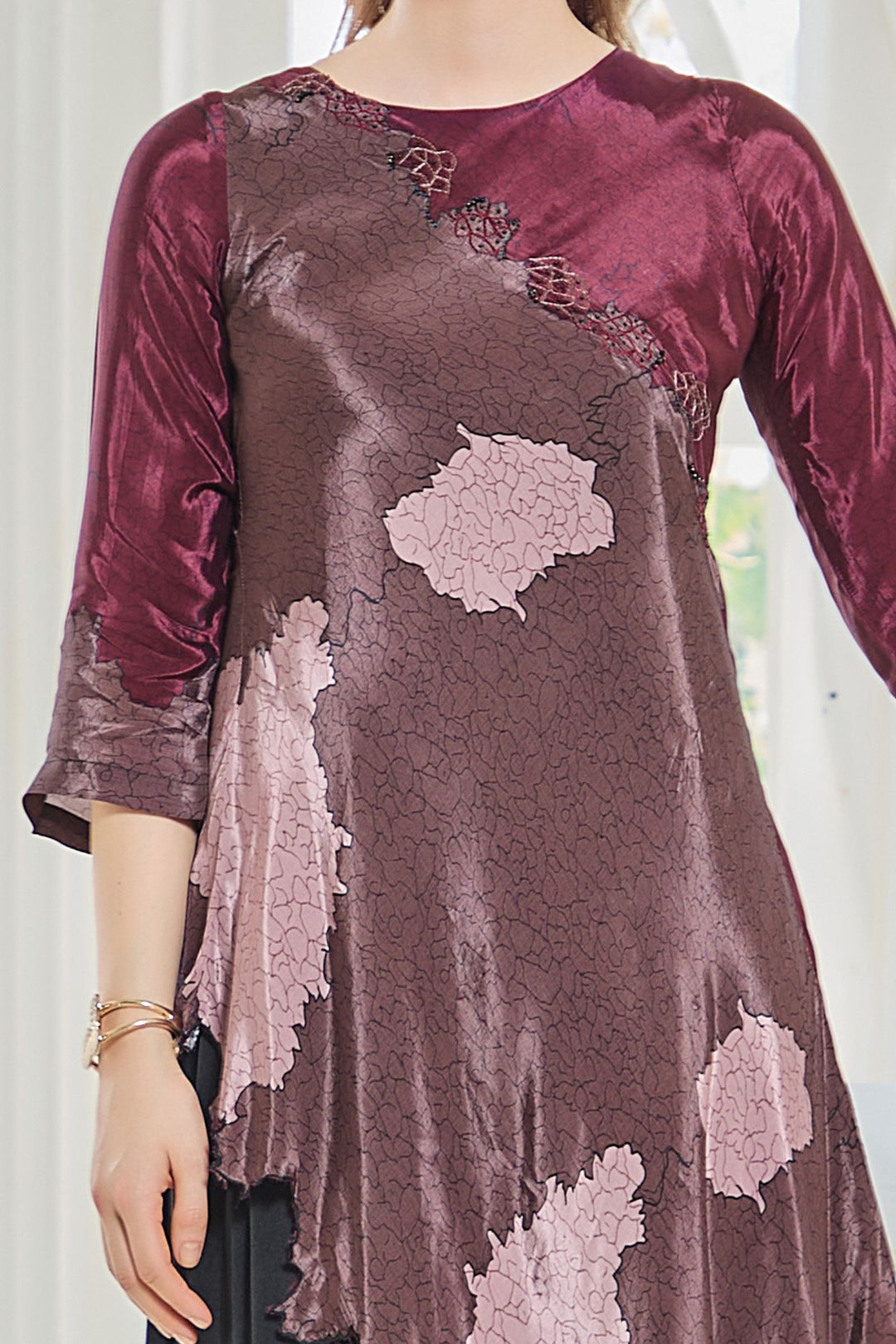 Multicolor Beads and Thread work Anarkali Styled Long Kurti