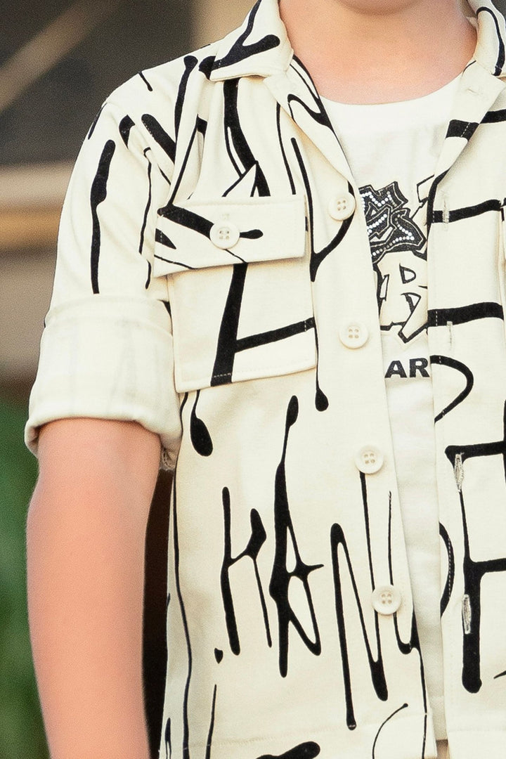 Sandal with Printed Co-Ord Set for Boys