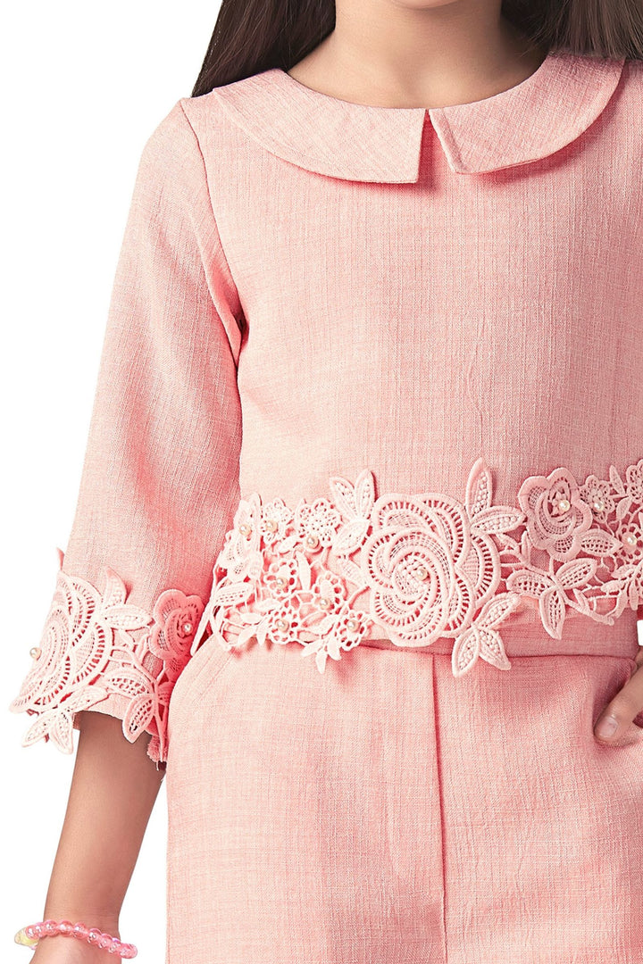 Peach Top and Palazzo Set for Girls