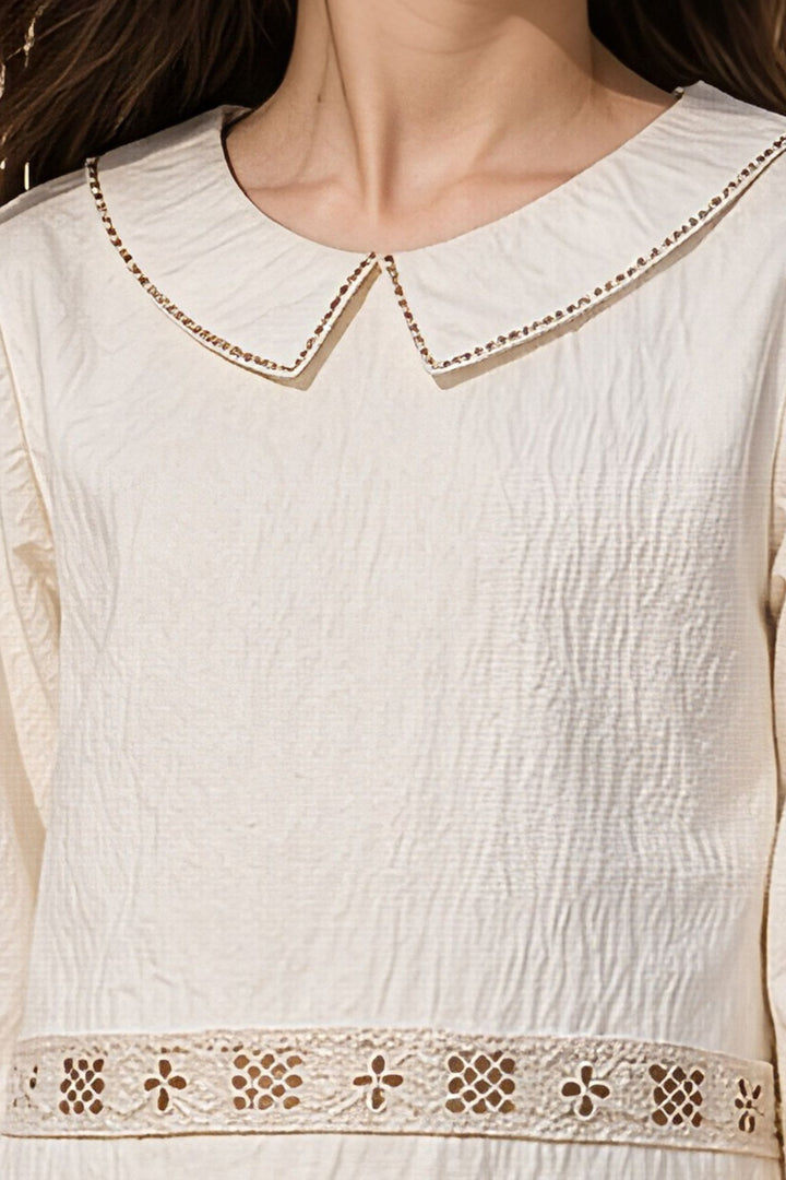 Cream Zari work Top and Palazzo Set for Girls