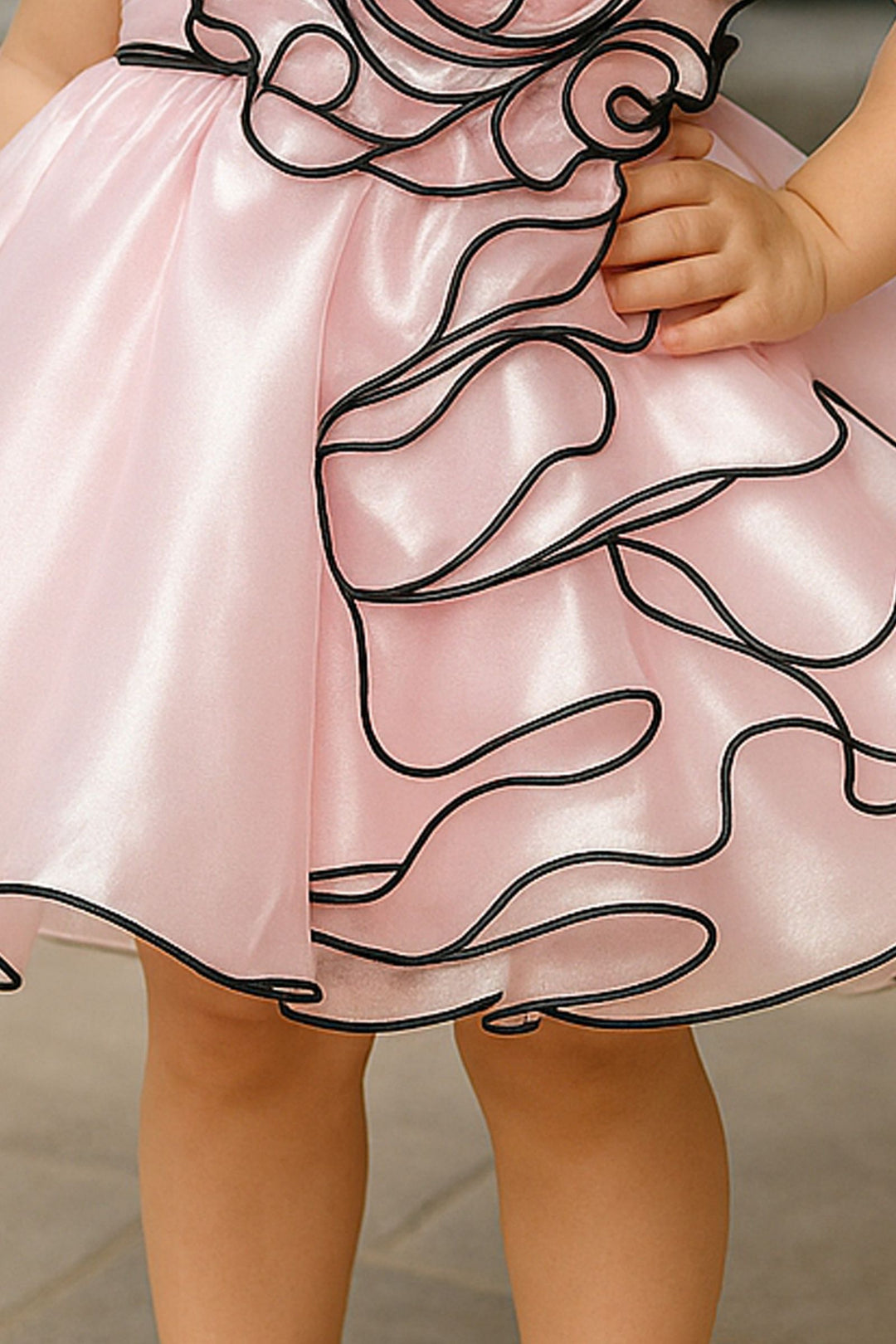Baby Pink Stone work Short Partywear Frock for Girls