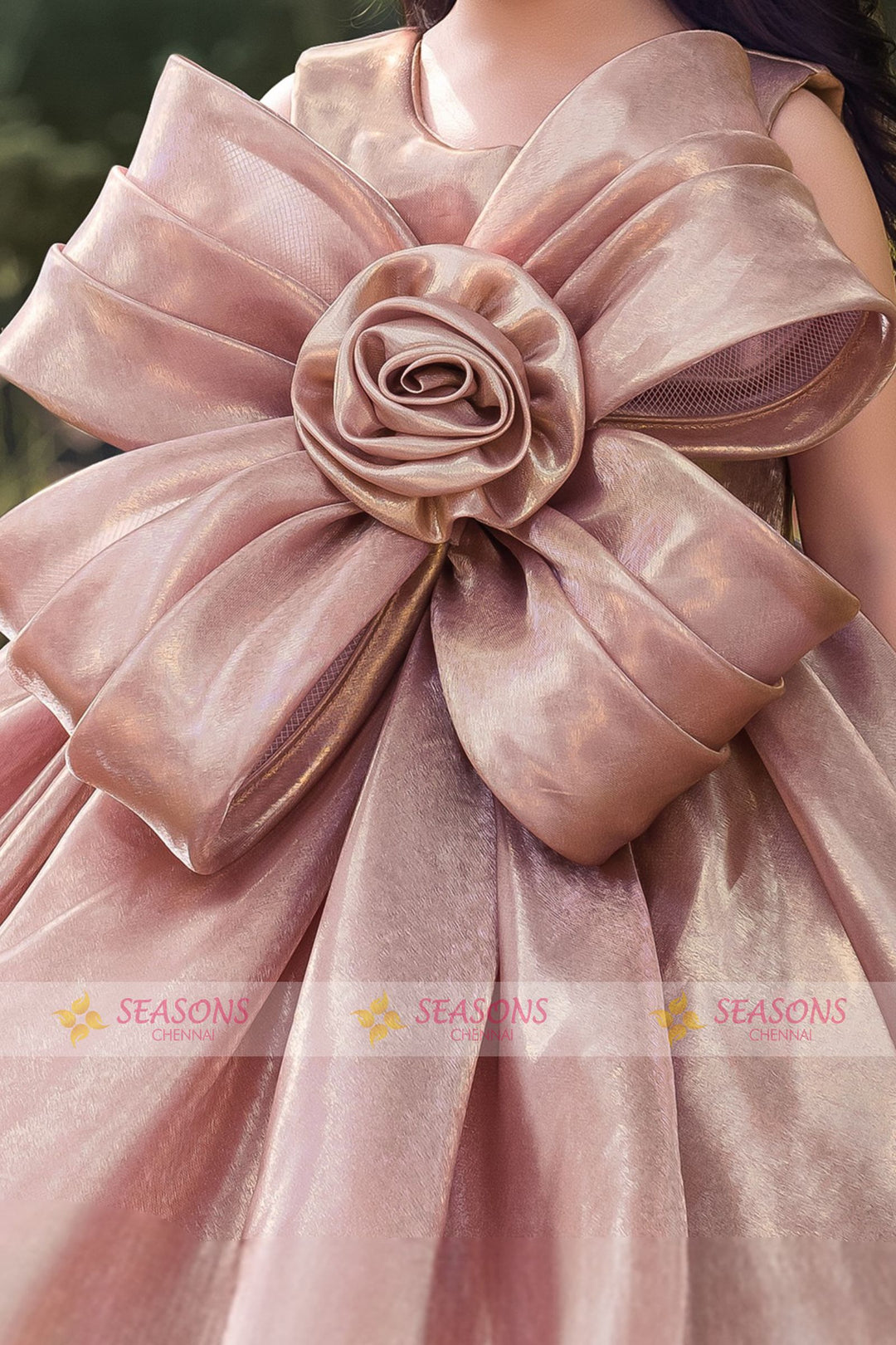 Rose Gold Long Party Frock for Girls