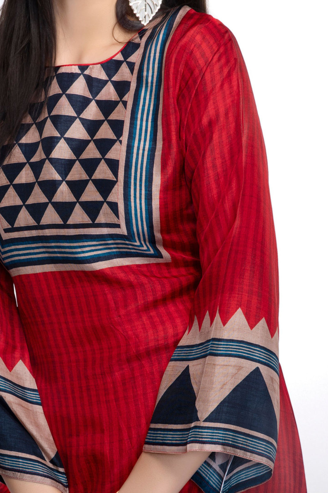 Red Digital Print Short Kurti