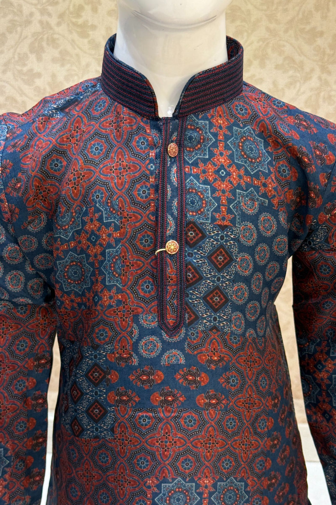 Multicolor Kalamkari Print Kurta Set for Boys