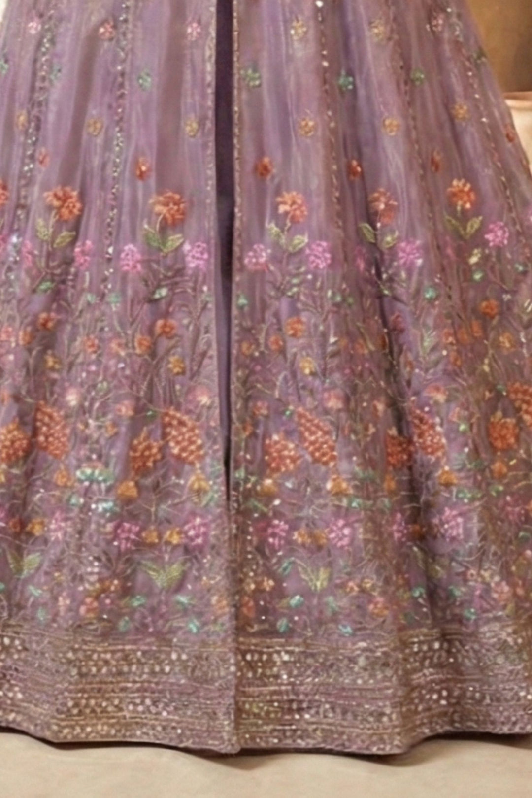 Purple Multicolor Embroidery, Sequins and Zari work Mastani Styled Palazzo Suit