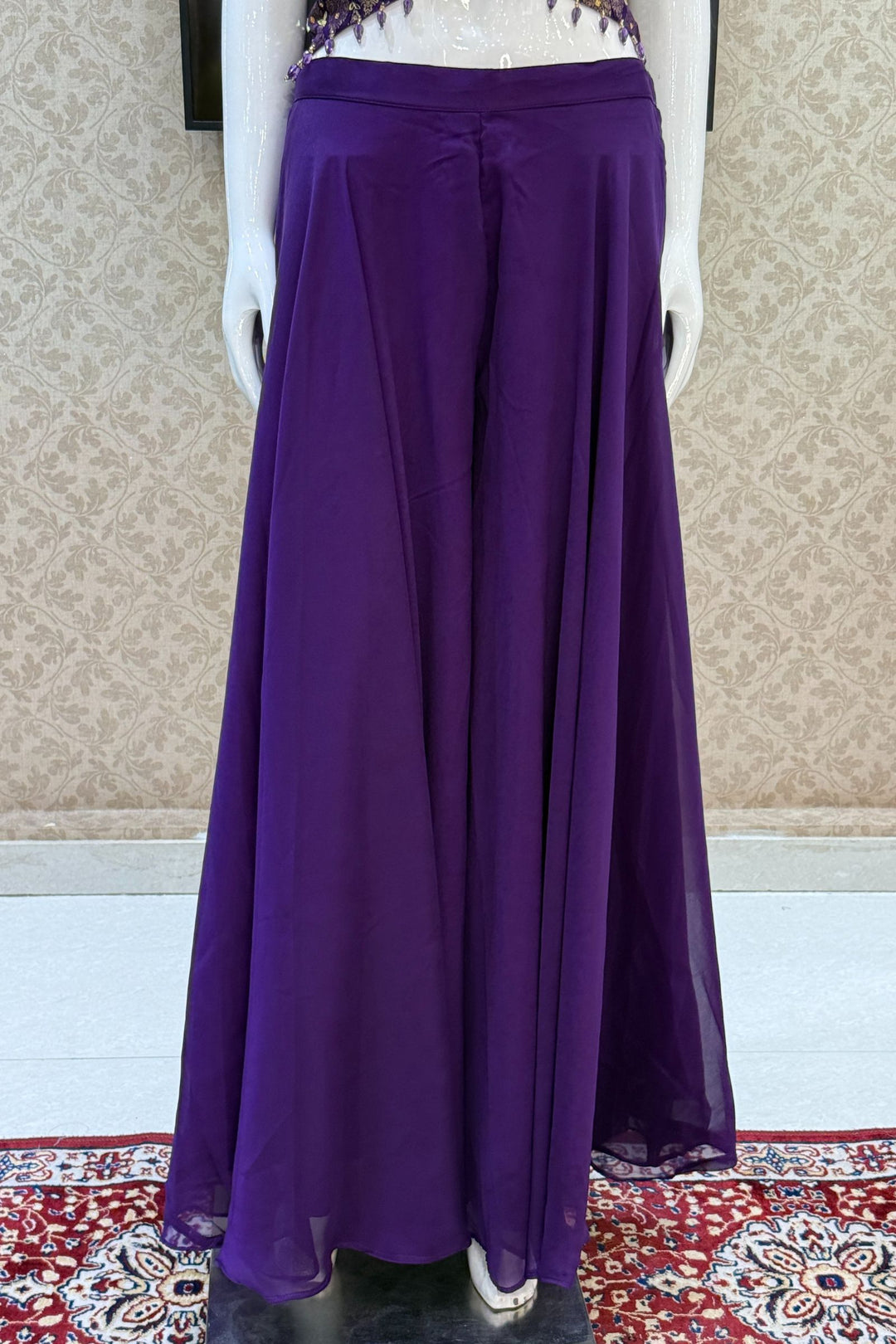 Purple Mirror, Stone and Banaras work Palazzo Suit Set