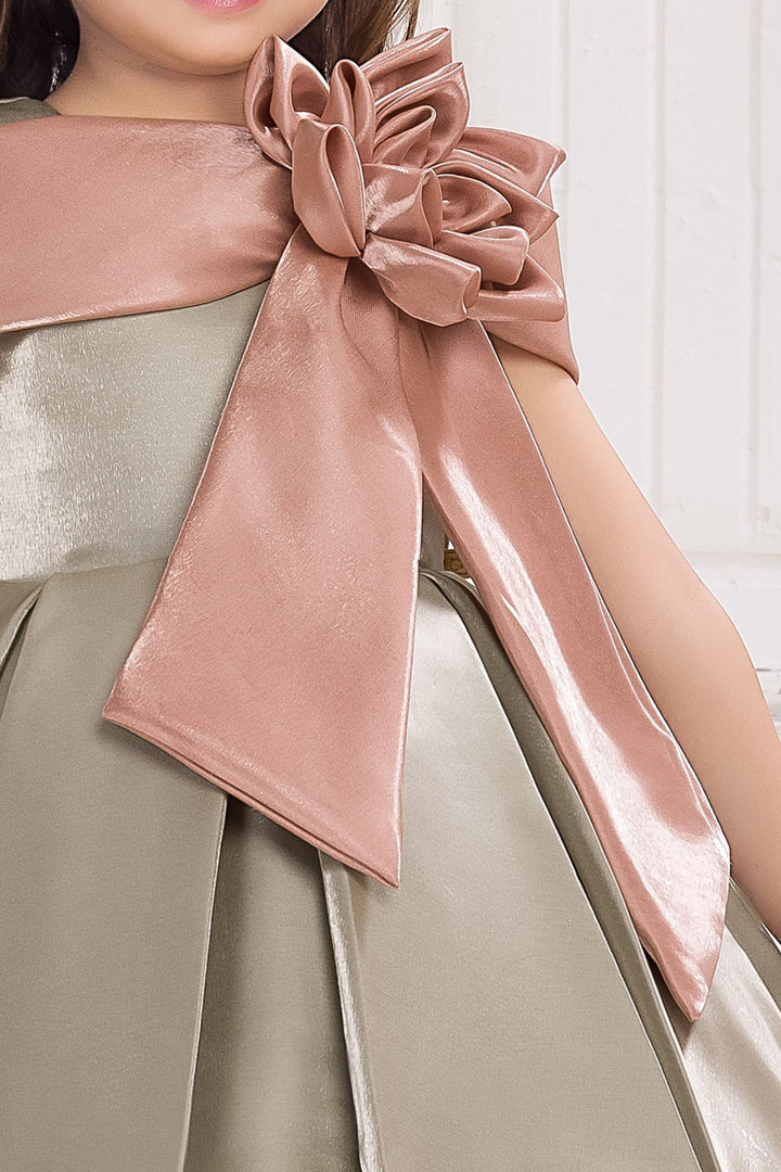 Pista Green Short Partywear Frock for Girls