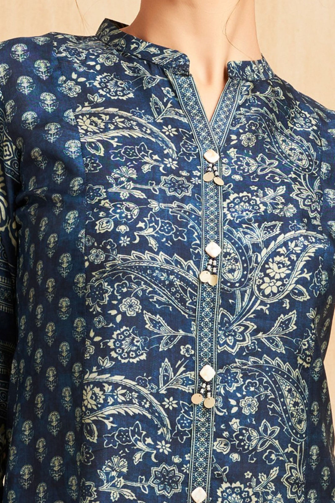 Navy Blue Digital Print Cord Set