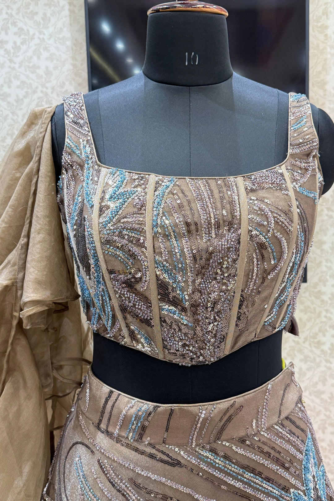 Designer Lehenga with Intricate Beads and Sequins work
