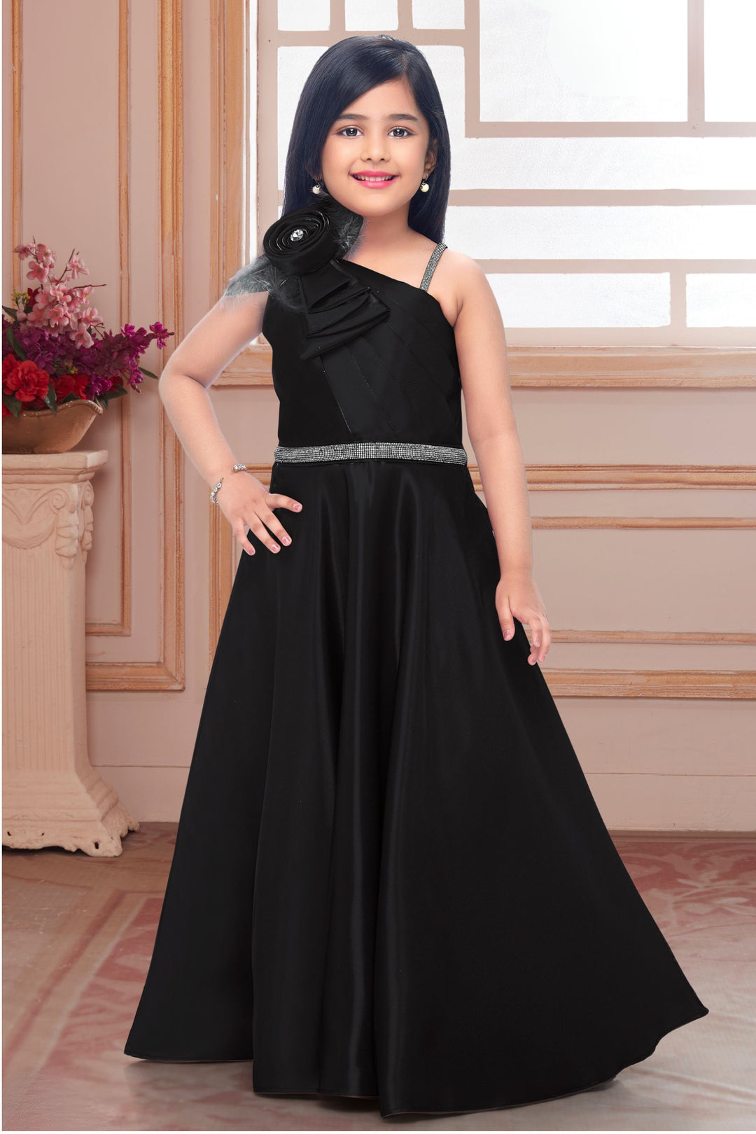 Black Stone work Long Party Frock for Girls Seasons Chennai Black Stone work Long Party Frock for Girls Seasons Chennai