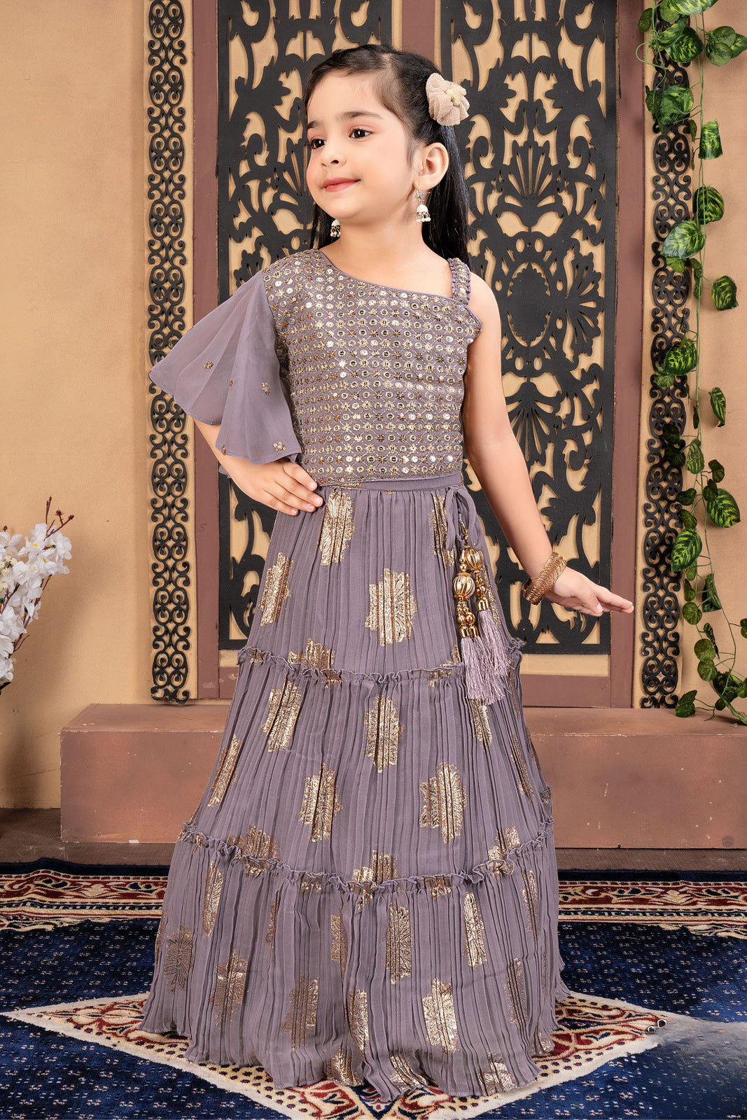 Embroidered Faux Georgette Lehenga Choli in Sky Blue (5-7 yrs) - Ucchal  Fashion