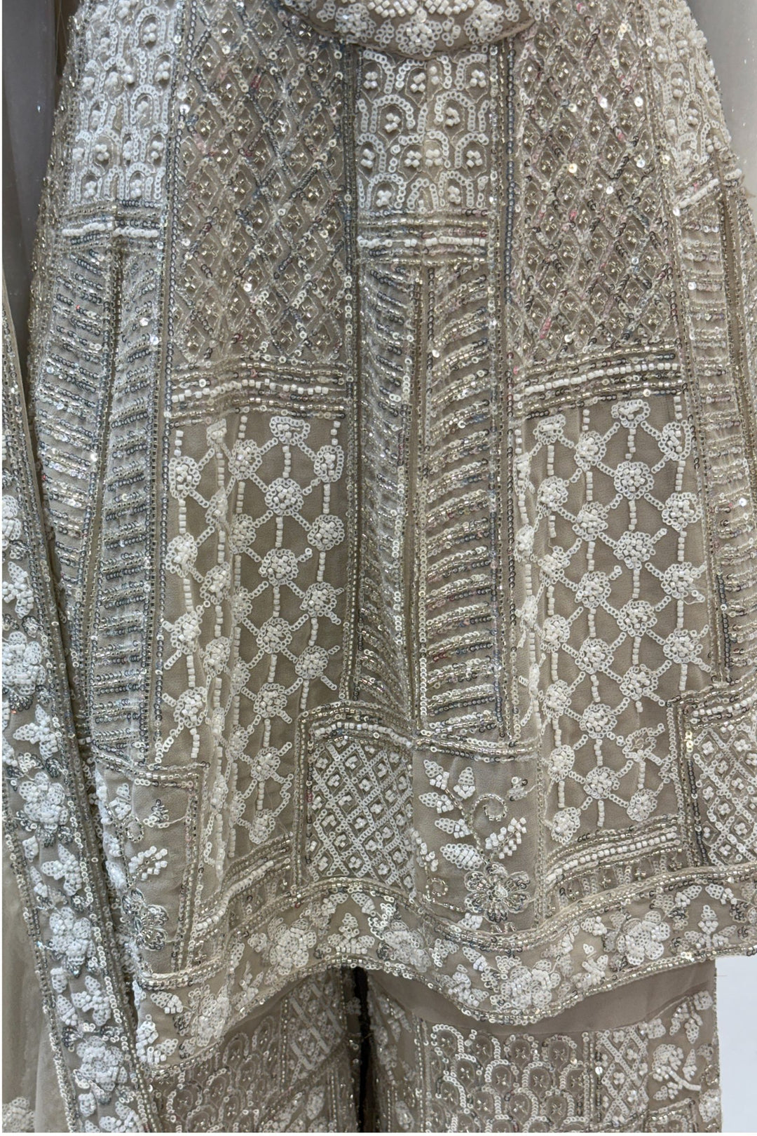 Beige Sequins and Beads work Sharara Salwar Suit