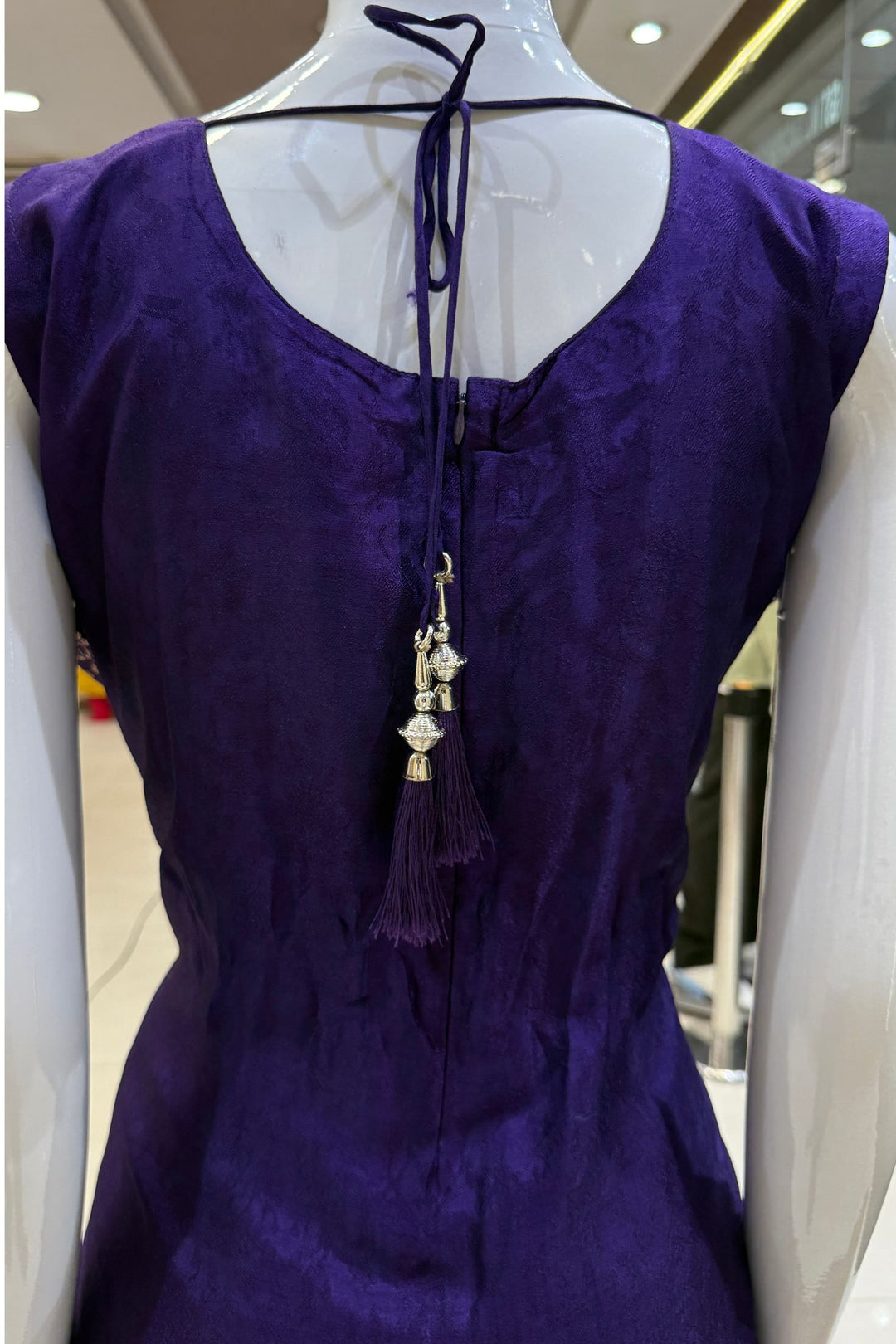 Purple Banaras work Straight Cut Salwar Suit
