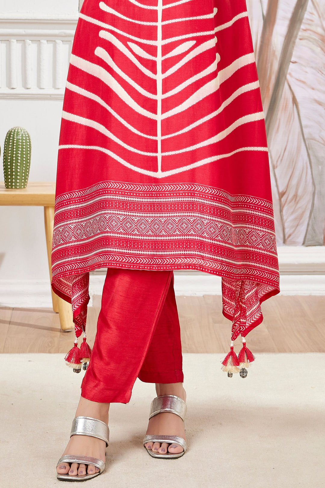 Red with Digital Print A-line Cut Salwar Suit