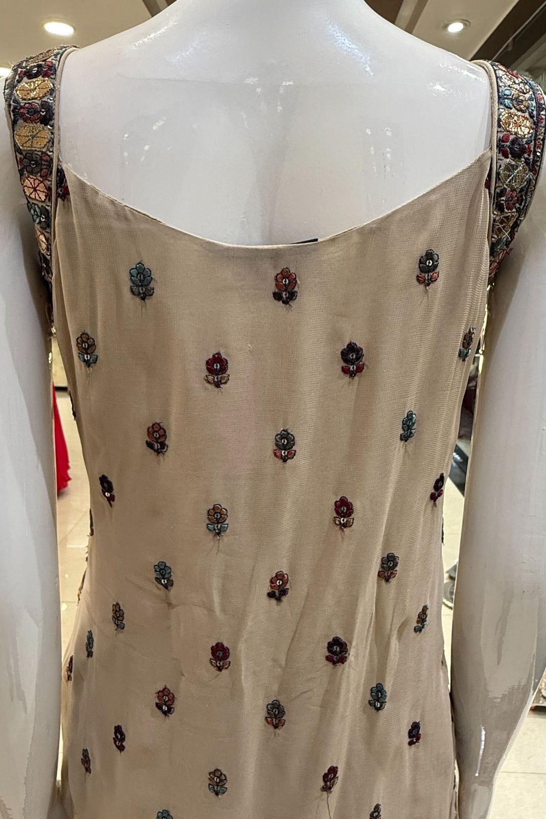 Chikoo Embroidery and Sequins work Straight Cut Salwar Suit