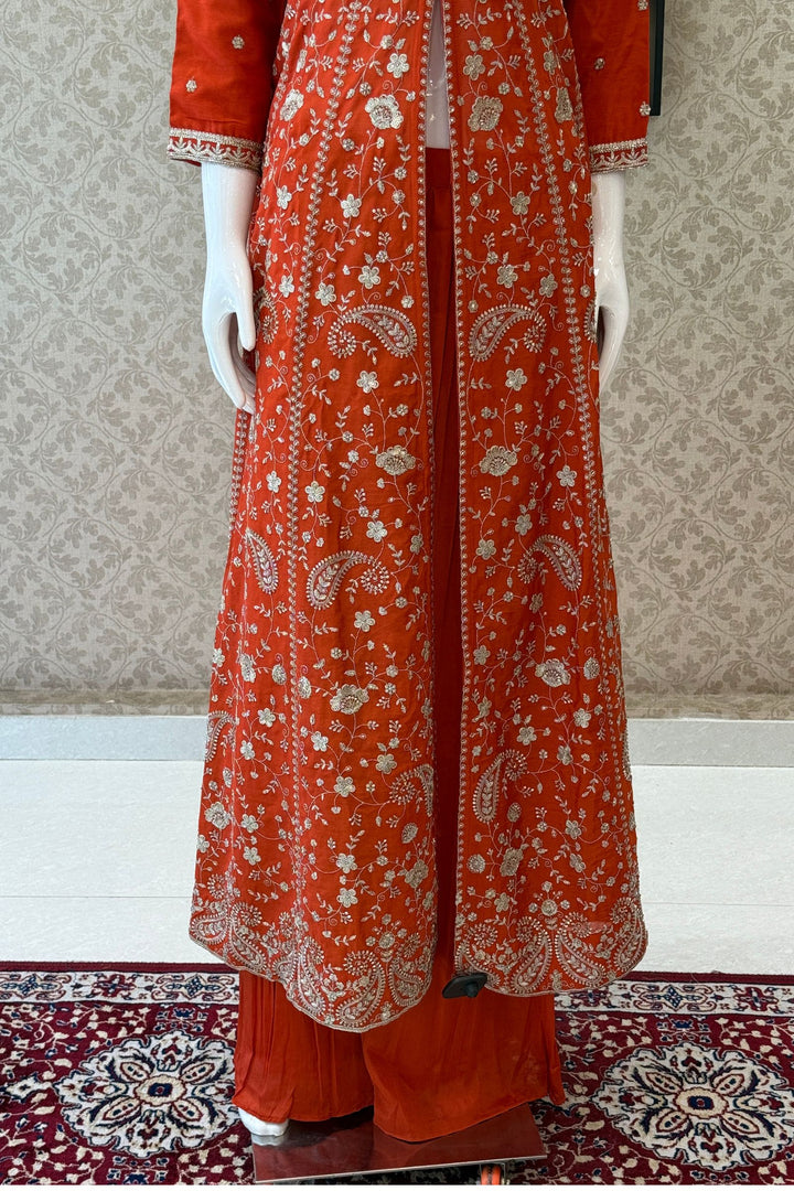 Orange Zari, Sequins and Beads work Mastani Styled Palazzo Suit