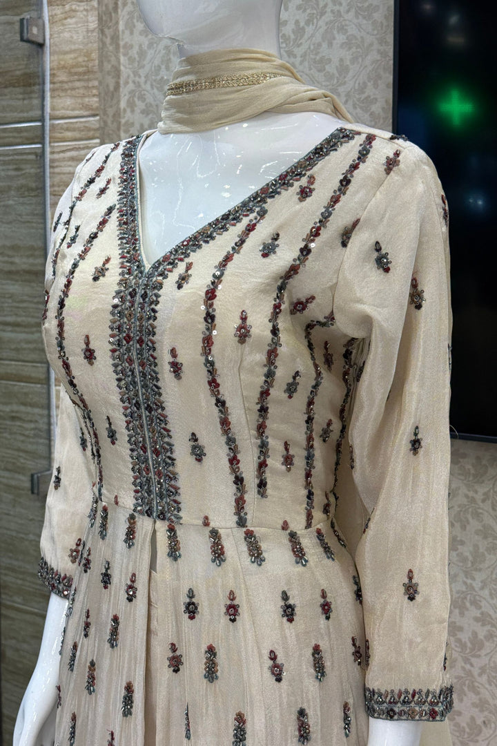 Mastani Style Palazzo Set with Beads and Sequins Work Featuring Detailed Animal Motifs