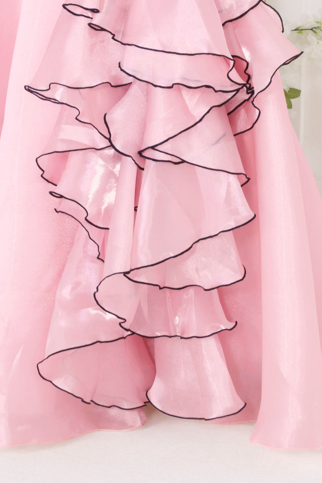 Baby Pink Stone work Long Party Gown for Girls