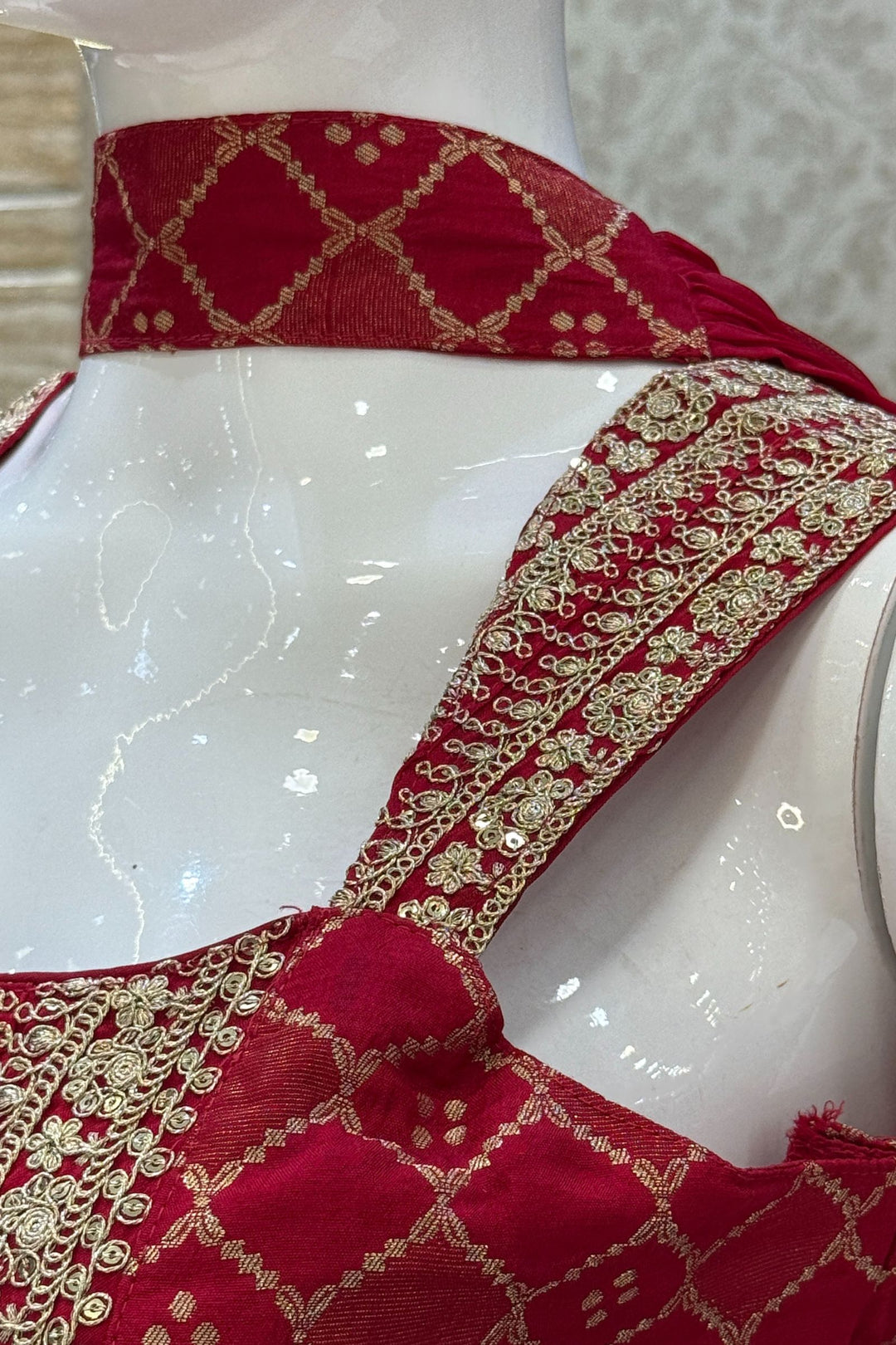 Rani Pink Banaras Zari, Sequins and Zari Thread work Palazzo Suit Set