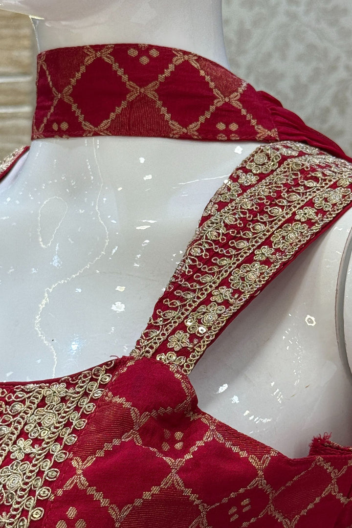 Rani Pink Banaras Zari, Sequins and Zari Thread work Palazzo Suit Set