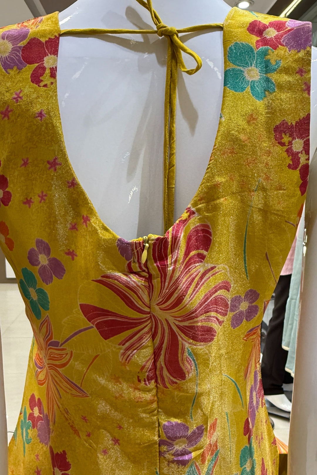 Yellow Zardozi, Beads, Sequins and Stone work with Floral Print Straight Cut Salwar Suit