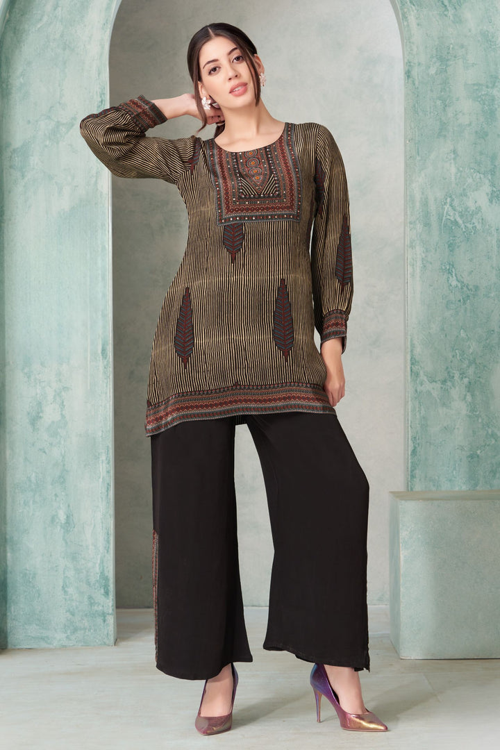 Black with Digital Print Palazzo Salwar Suit