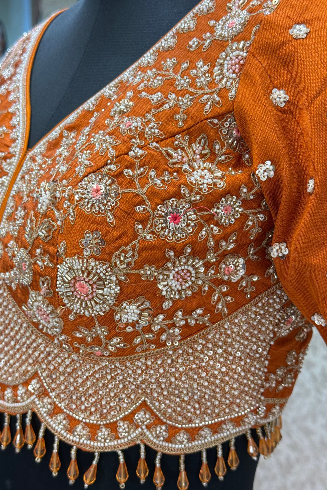 Orange Royal Heritage Motif Wedding Lehenga
