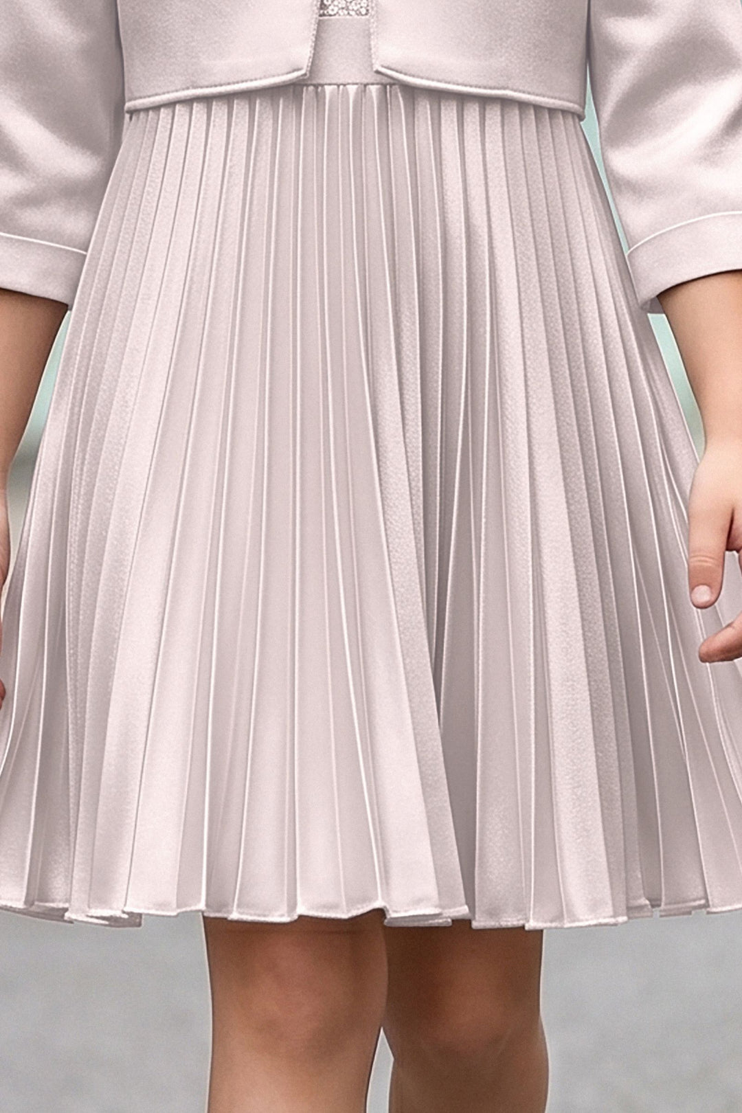 Silver Grey Sequins work Styled Short Frock For Girls