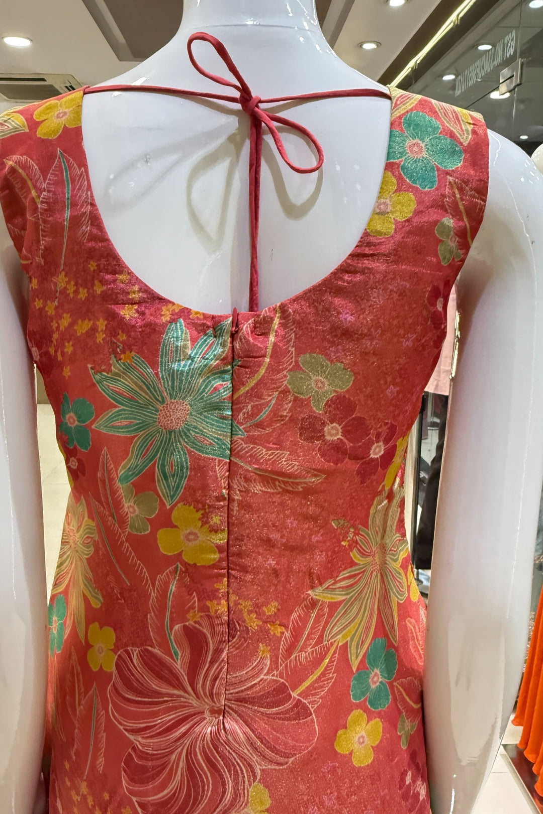 Pinkish Red Zardozi, Beads, Sequins and Stone work with Floral Print Straight Cut Salwar Suit