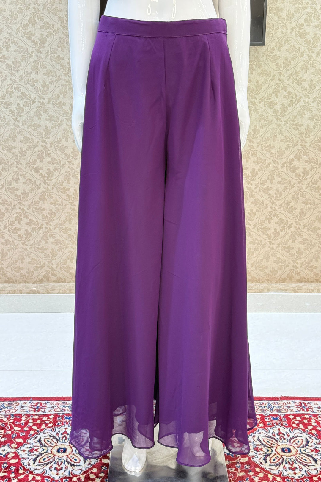 Purple Sequins and Zari work Palazzo Suit Set