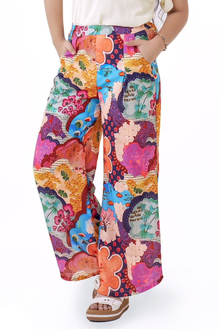 Cream with Multicolor Digital Print Co-ord Set for Girls