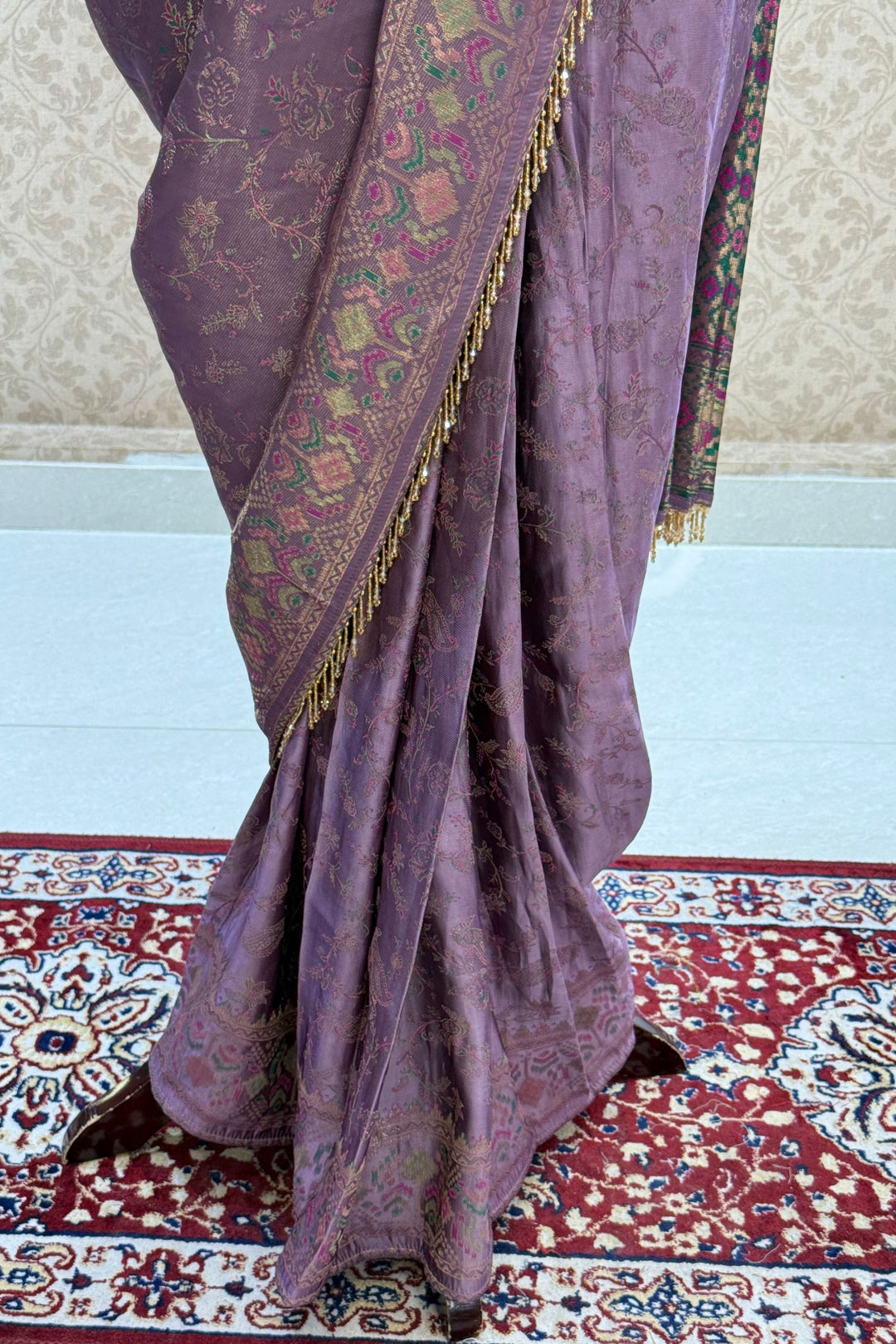 Banaras, Zardozi and Sequins work Ready-to-Wear Saree with Embellished Blouse