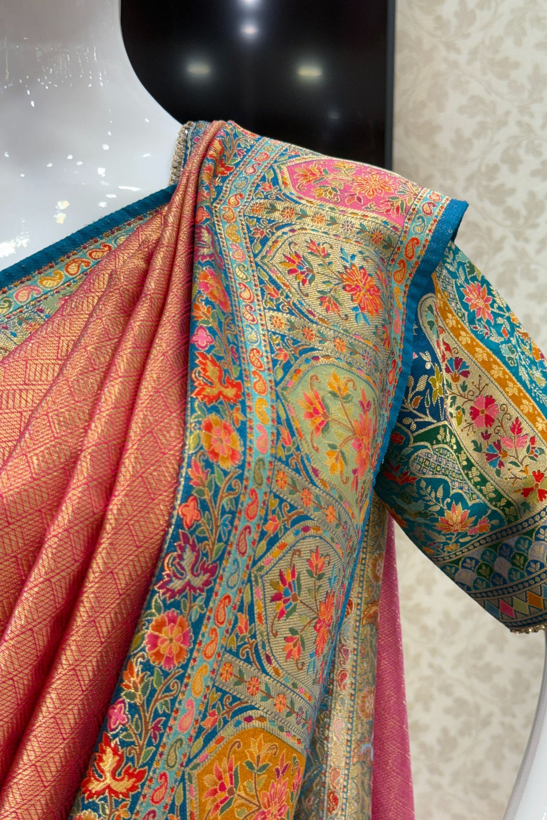 Rani Pink Banaras work Saree