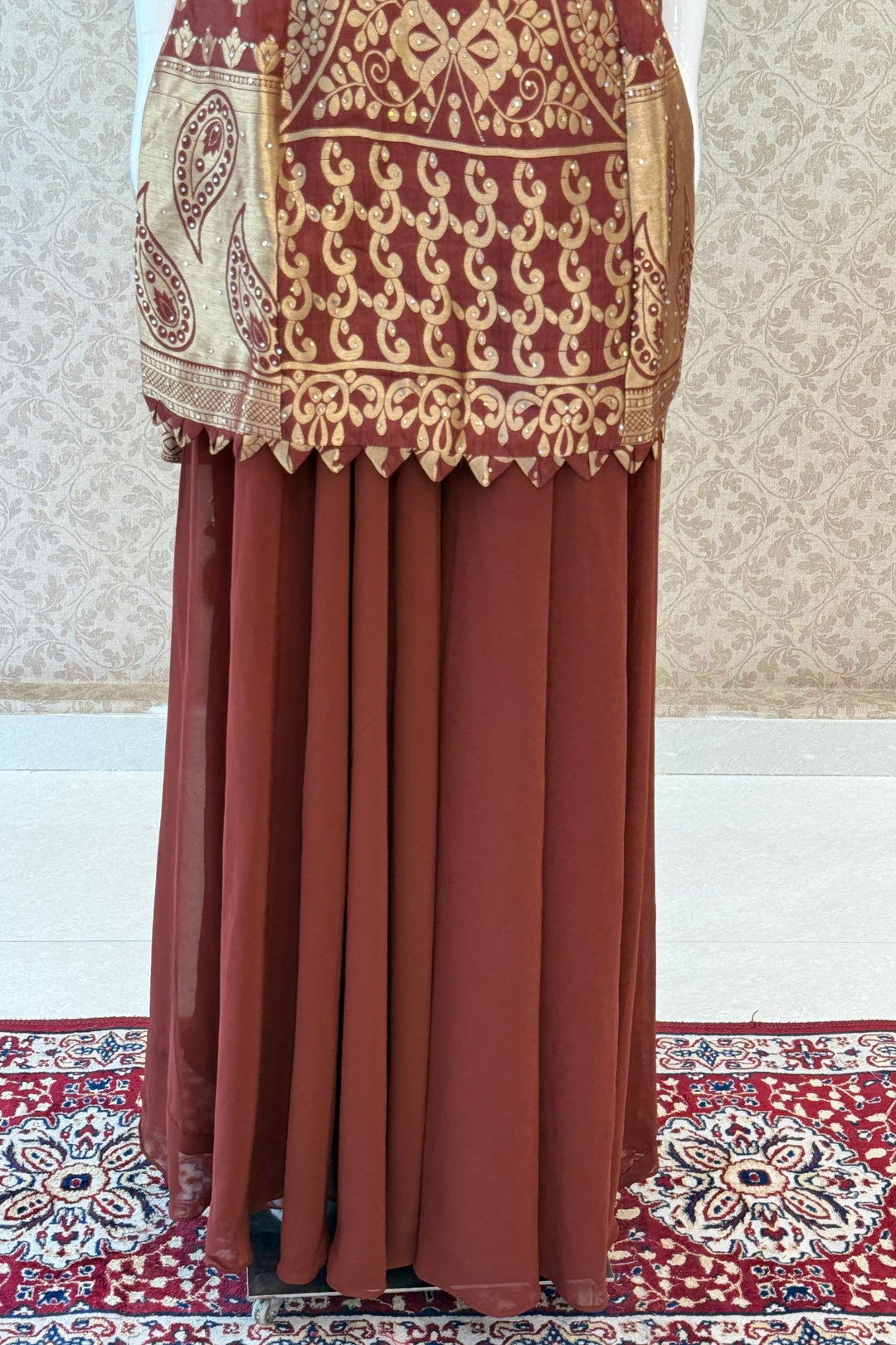 Elegant Palazzo Set with Intricate Stone, Beads and Banaras