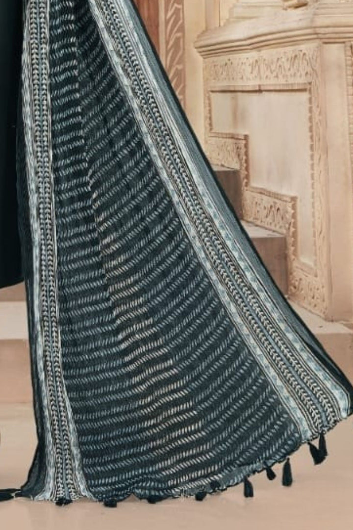 Black Mirror, Stone and Zari work Straight Cut Salwar Suit