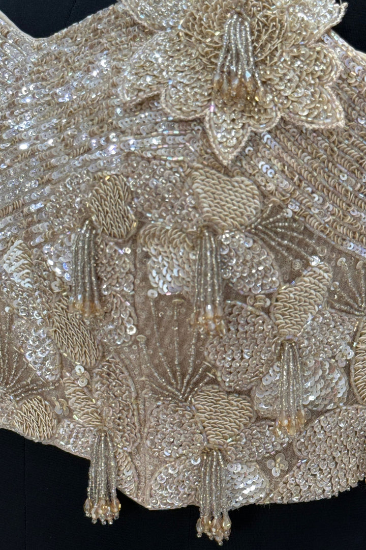 Beige Sequins and Beads work Mermaid Cut Lehenga Set